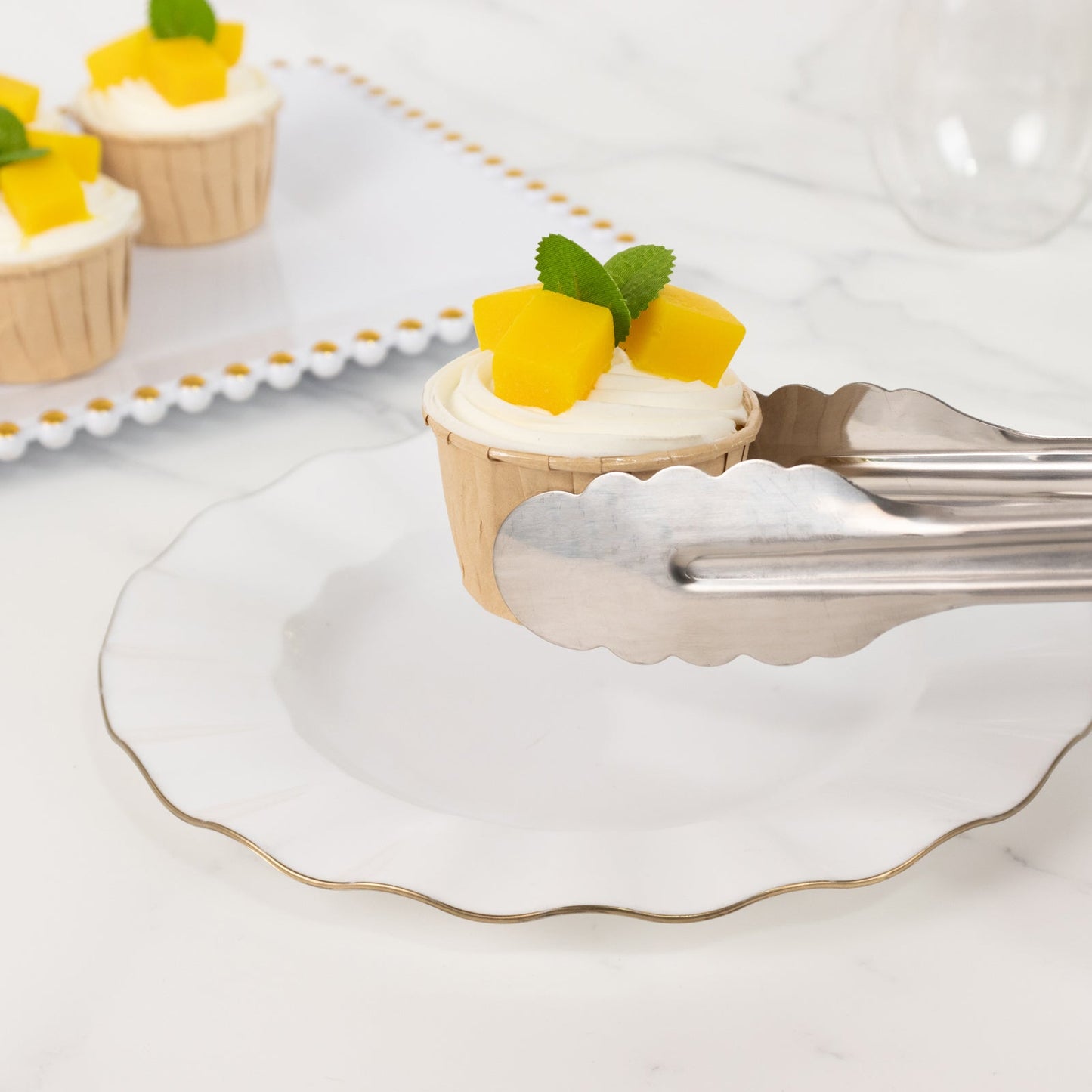 10 - Pack Metal Serving Tongs Silver - Stainless Steel Food Safe Kitchen Tongs with Scalloped Gripping Edge for Indoor & Outdoor Gatherings 9.5" - Bell Racket Store