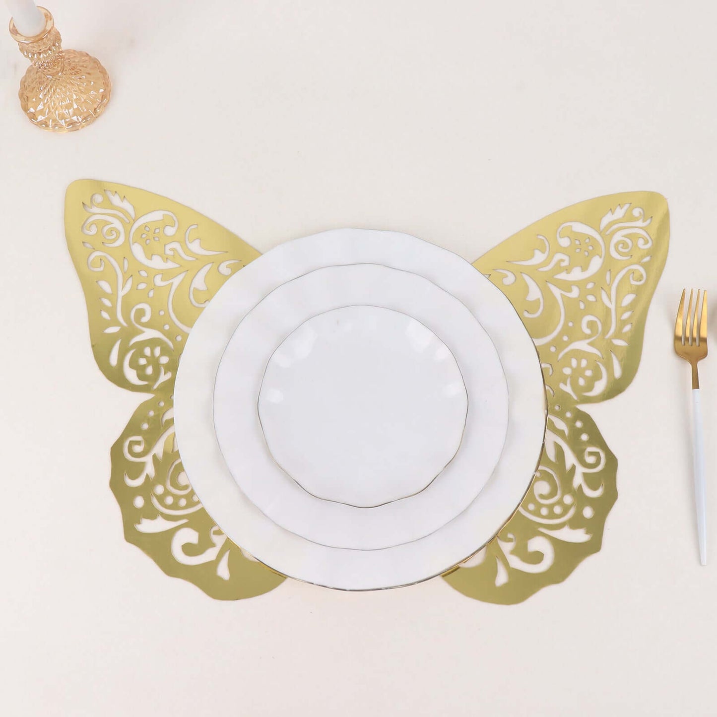 10 Pack Metallic Gold Foil Jumbo 3D Butterfly Wall Stickers, 14"x20" Disposable Paper Charger Placemats - Bell Racket Store