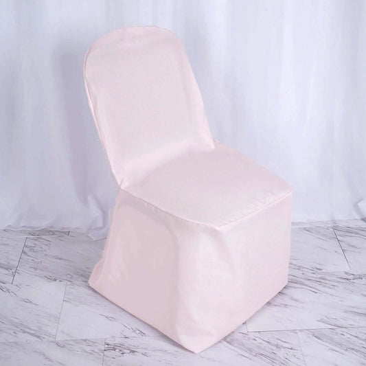 10 Pack Polyester Chair Cover for Banquet Chairs Blush - Stain - Resistant Reusable Slip - On Slipcover - Bell Racket Store
