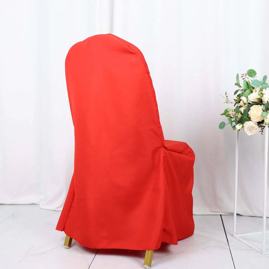 10 Pack Polyester Chair Cover for Banquet Chairs Red - Stain - Resistant Reusable Slip - On Slipcover - Bell Racket Store