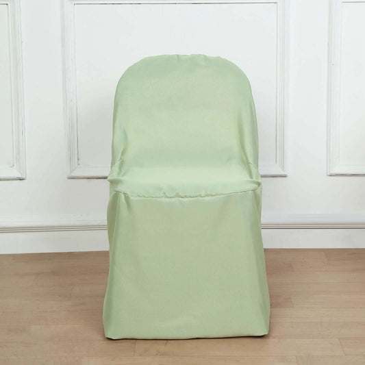 10 Pack Polyester Chair Covers for Folding Chairs Sage Green - Wrinkle - Free Stain - Resistant Slip - On Slipcovers - Bell Racket Store