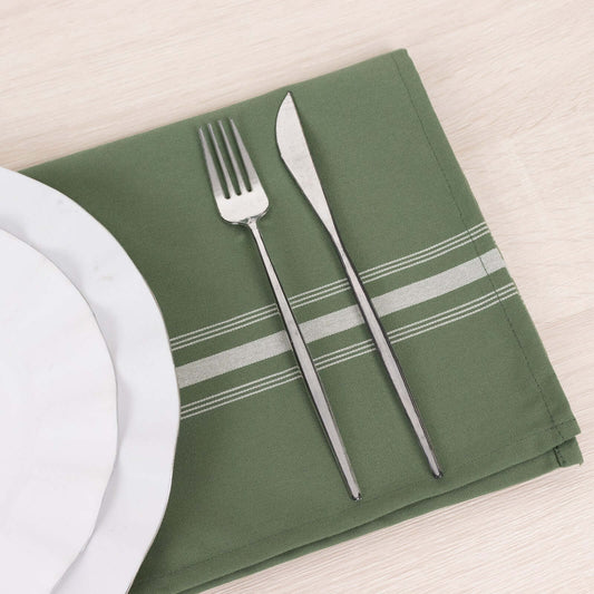10 Pack Premium Spun Polyester 18"x22" Napkins Dusty Sage Green/White Bistro Style - Highly Absorbent Cotton - Like Feel Cloth Napkins - Bell Racket Store