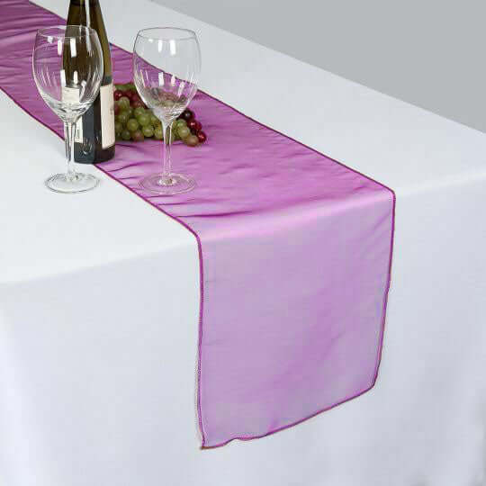 10 Pack Sheer Organza 14"x108" Table Runners Fuchsia - Soft and Lightweight Table Accent - NestOCart