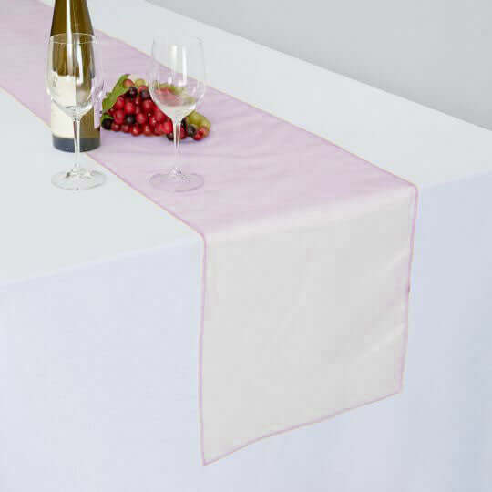 10 Pack Sheer Organza 14"x108" Table Runners Pink - Soft and Lightweight Table Accent - NestOCart