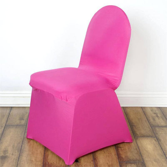 10 Pack Spandex Chair Covers for Banquet Chairs Fuchsia - Durable Reusable Stretch Slip - On Covers - Bell Racket Store