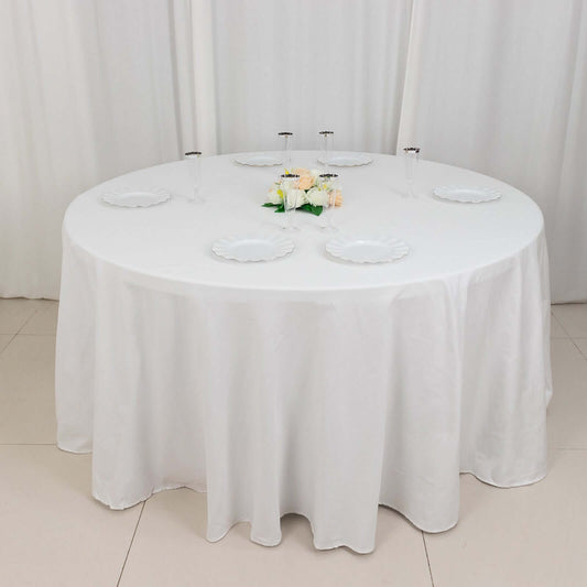100% Cotton 120" Round Tablecloth White Linen - Seamless, Soft & Breathable Table Cover - NestOCart