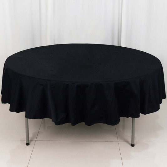 100% Cotton 90" Round Tablecloth Black Linen - Soft & Breathable Table Cover - NestOCart