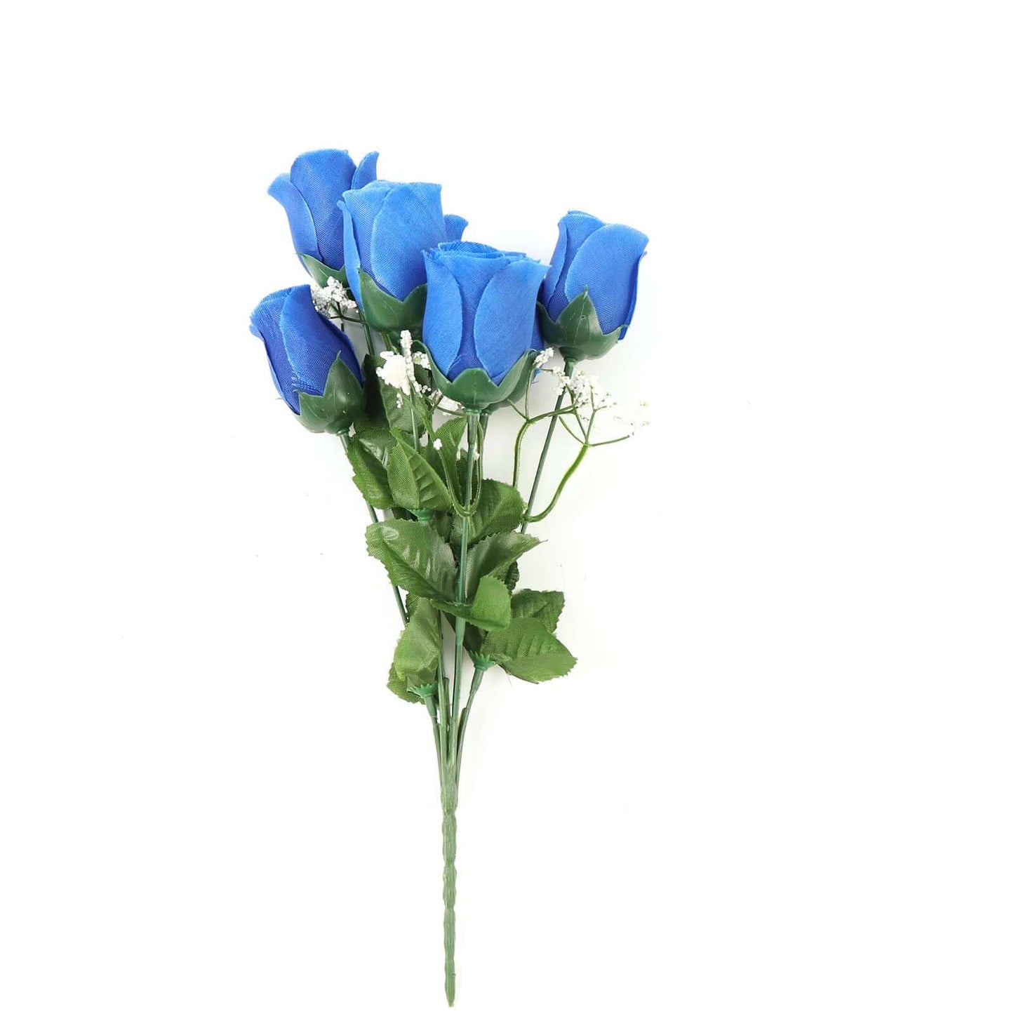 12 Bushes Royal Blue Artificial Premium Silk Flower Rose Bud Bouquets - NestOCart