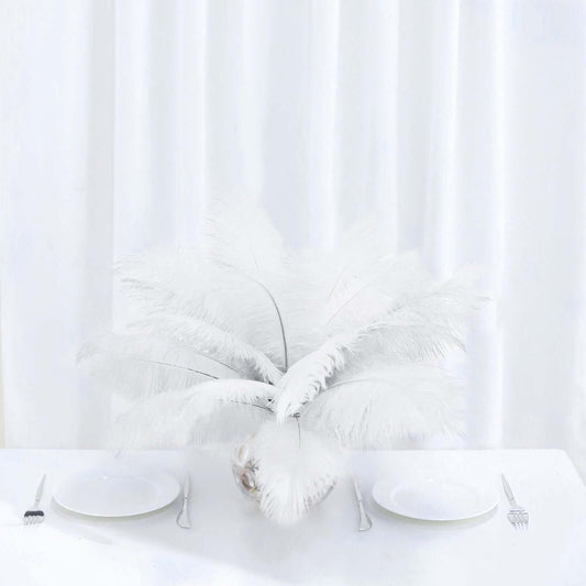 12 Pack 13" - 15" White Natural Plume Real Ostrich Feathers, DIY Centerpiece Fillers - NestOCart
