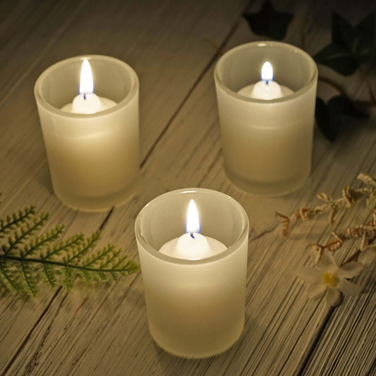 12 - Pack Glass Votive Candle Holders Frosted - Tealight Holder Set for Weddings and Events 2.5" - NestOCart