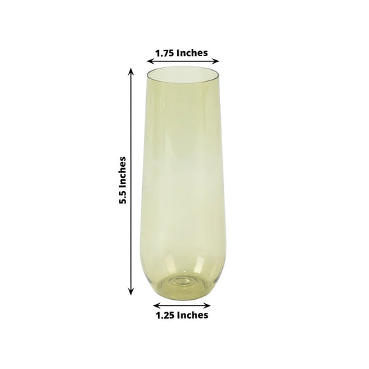 12 Pack Plastic Champagne Glasses in Transparent Dusty Sage Green, Reusable Lightweight Champagne Flutes 9oz - Bell Racket Store
