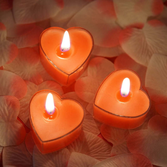 12 - Pack Tealight Candles Heart Shaped Design Red - Valentines Decor for Romantic Settings Mini - NestOCart