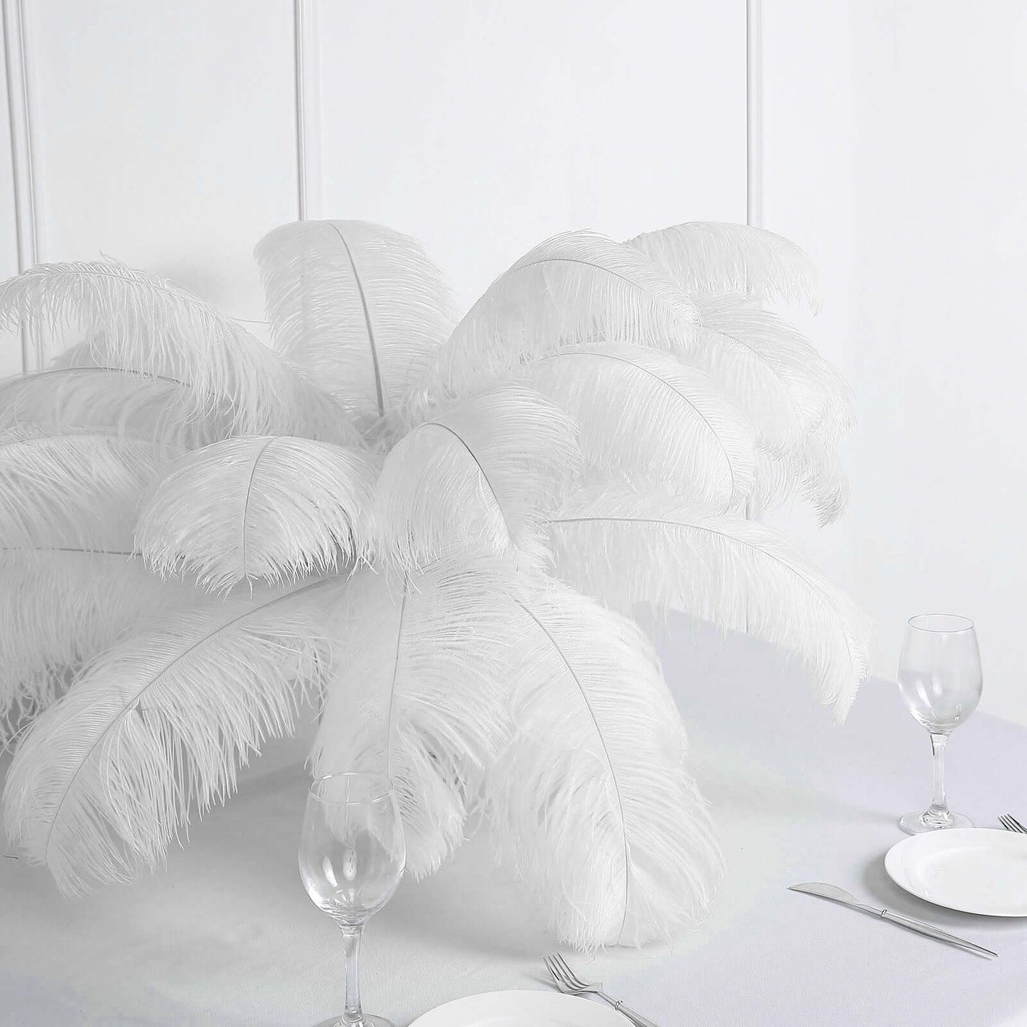 12 Pack White Natural Plume Ostrich Feathers Centerpiece Filler - 24" - 26" - NestOCart