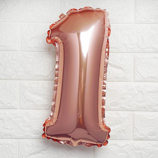 13" Metallic Rose Gold Mylar Foil 0 - 9 Number Balloons - Bell Racket Store