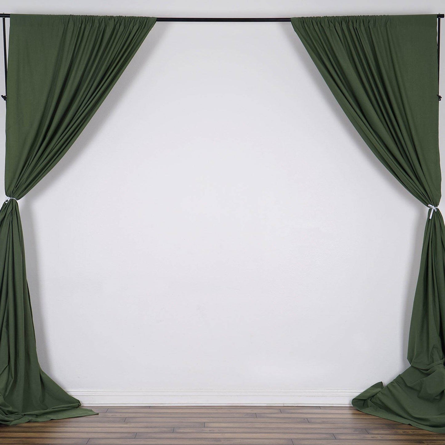 2 Pack Olive Green Scuba Polyester Event Curtain Drapes, Durable Flame Resistant Backdrop Event Panels Wrinkle Free with Rod Pockets - 10ftx10ft - NestOCart