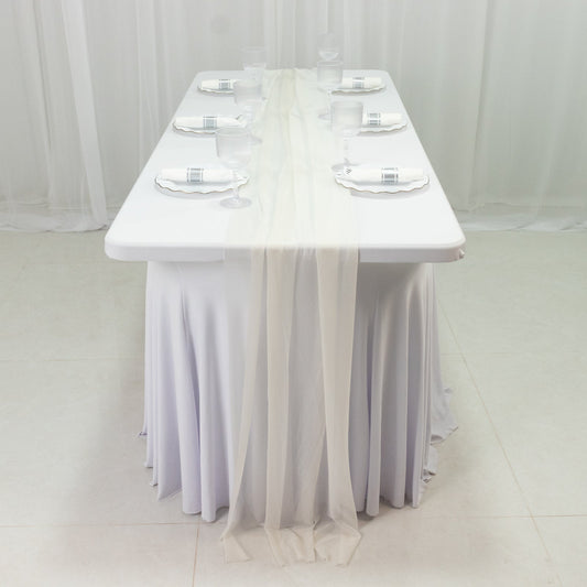 20 - Pack 9ft Sheer Table Runners – Ivory Shimmer Sheer Drapes, Wrinkle - Free - Bell Racket Store