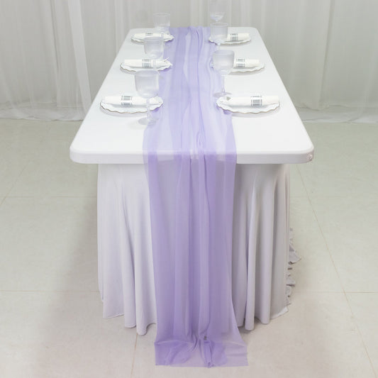 20 - Pack 9ft Sheer Table Runners – Lavender Lilac Shimmer Sheer Drapes, Wrinkle - Free - Bell Racket Store