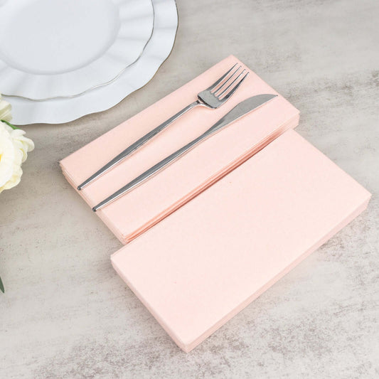 20 Pack Linen - Like Paper 8.5"x4" Napkins Blush - Highly Absorbent & Disposable Airlaid Guest Towels - Bell Racket Store