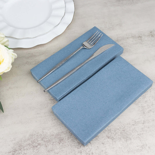 20 Pack Linen - Like Paper 8.5"x4" Napkins Dusty Blue - Highly Absorbent & Disposable Airlaid Guest Towels - Bell Racket Store