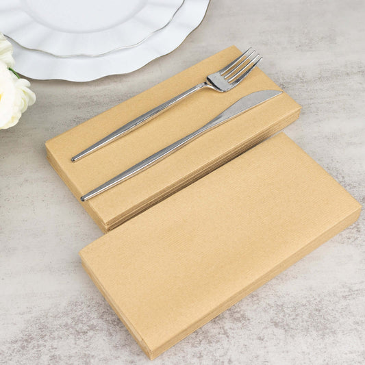 20 Pack Linen - Like Paper 8.5"x4" Napkins Natural - Highly Absorbent & Disposable Airlaid Guest Towels - Bell Racket Store
