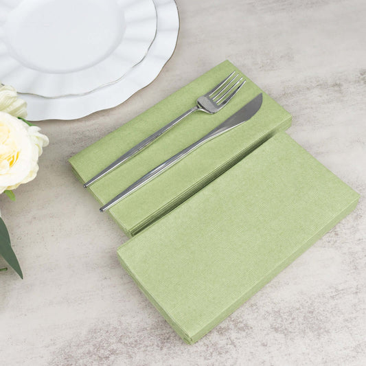 20 Pack Linen - Like Paper 8.5"x4" Napkins Sage Green - Highly Absorbent & Disposable Airlaid Guest Towels - Bell Racket Store