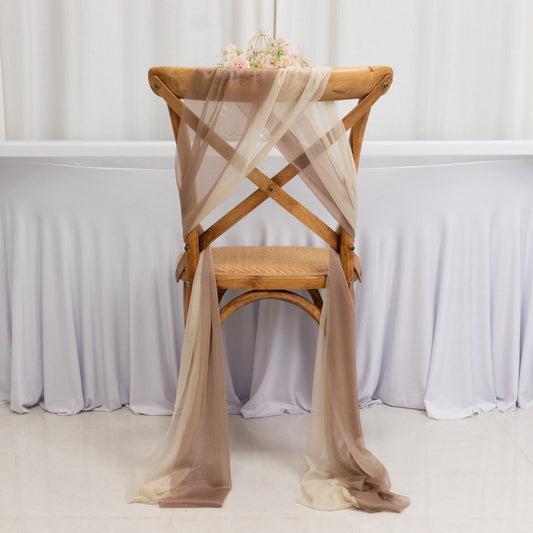20 - Pack Sheer Chair Drape Decor in Taupe and Beige – 9ft Shimmer Sash, Wrinkle - Free - Bell Racket Store