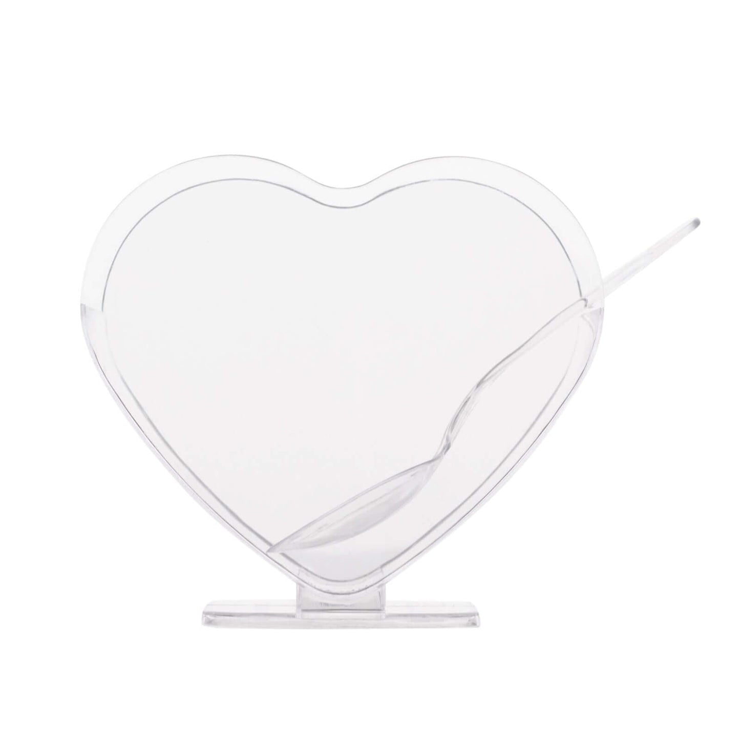 24 - Pack Plastic Dessert Parfait Cups Heart - Shaped Clear with Spoons - Reusable and Disposable 2oz - Bell Racket Store