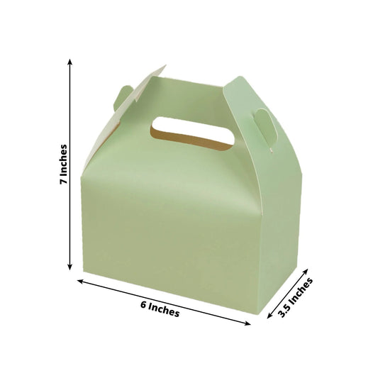 25 Pack Candy Gift Tote Gable Boxes, Matte Sage Green Party Favor Treat Boxes - 6"x3.5"x7" - Bell Racket Store