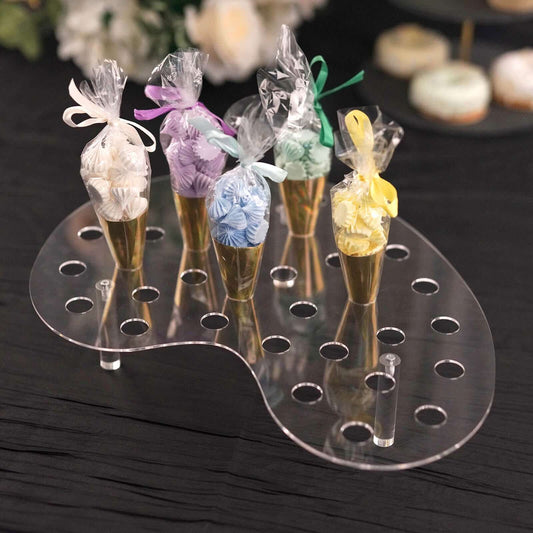 35-Slot Acrylic Ice Cream Cone Display Stand Mini Snow Cone Holder Tray Clear - Durable Party Serving Stand 16"