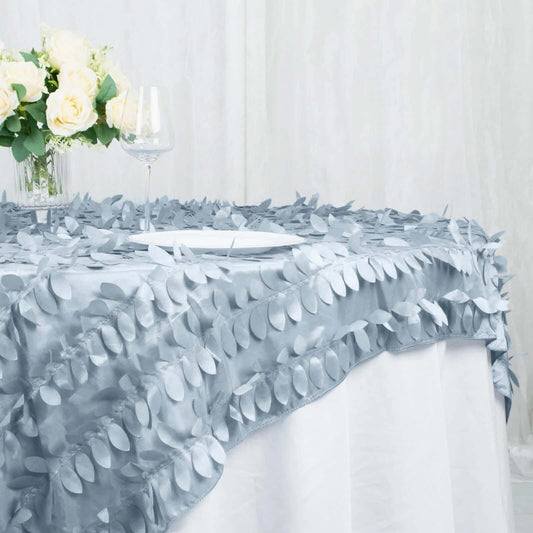Taffeta 72"x72" Table Overlay Square Tablecloth Dusty Blue - 3D Leaf Petal Table Cover