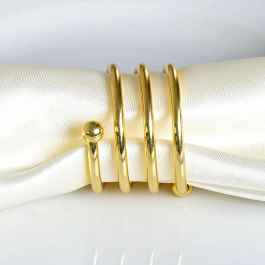 4 Pack Gold Plated Spiral Aluminum Napkin Rings - NestOCart