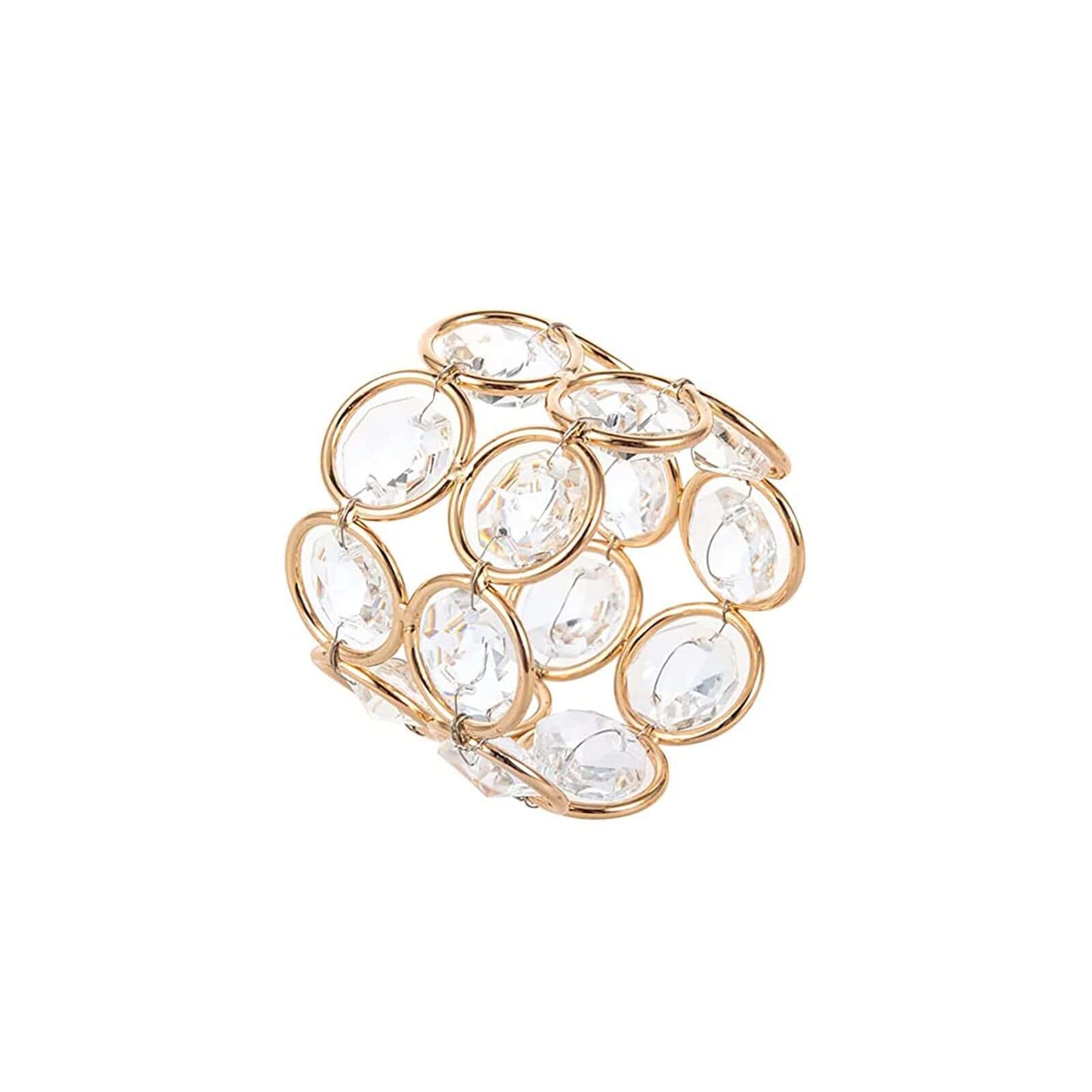4 Pack Shiny Gold Acrylic Crystal Gem Beaded Napkin Rings - NestOCart