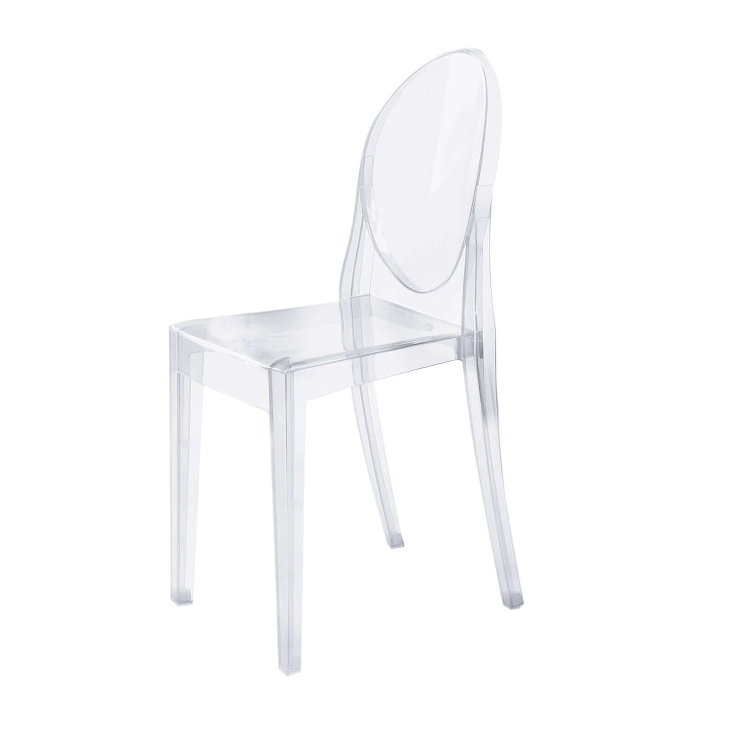 4 Pack Stackable Clear Acrylic Ghost Banquet Chairs with Oval Back, Fully Assembled Armless Event Accent Chair - Bell Racket Store
