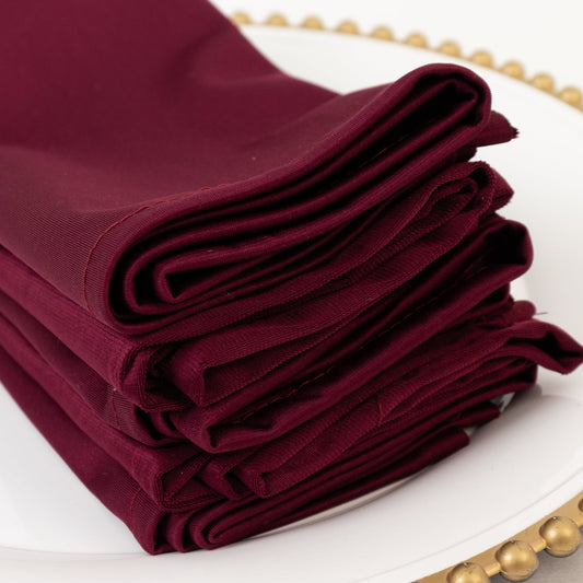 5 Pack Burgundy Scuba Napkins – 17"x17", Wrinkle - Free & Stain Resistant Cloth Napkins - Bell Racket Store