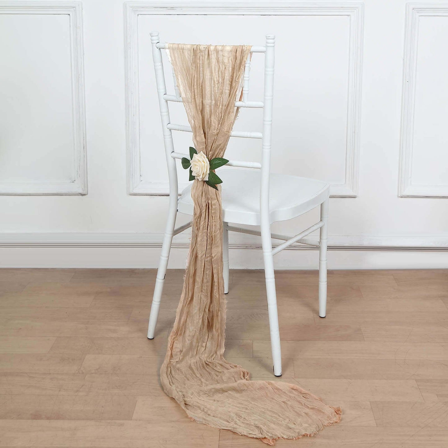 5 Pack Cheesecloth Gauze 16"x88" Chair Sashes Beige - Boho Chair Decorations - Bell Racket Store