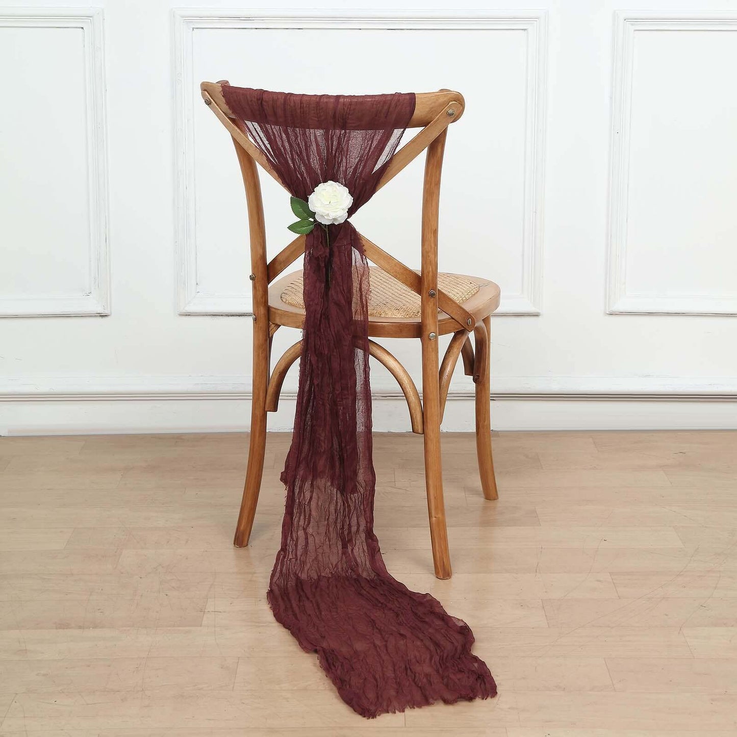 5 Pack Cheesecloth Gauze 16"x88" Chair Sashes Burgundy - Boho Chair Decorations - Bell Racket Store
