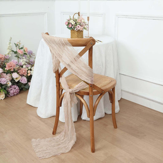 5 Pack Cheesecloth Gauze 16"x88" Chair Sashes Nude Beige - Boho Chair Decorations - Bell Racket Store