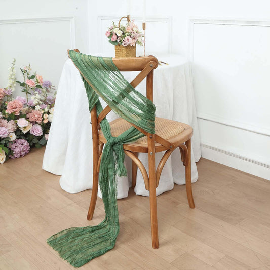 5 Pack Cheesecloth Gauze 16"x88" Chair Sashes Olive Green - Boho Chair Decorations - Bell Racket Store