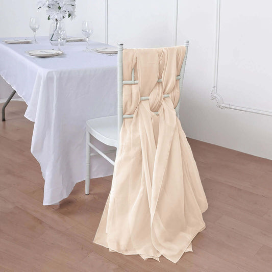 5 Pack Chiffon Chair Sashes Nude - Soft & Lightweight Designer Chair Bows 22"x78" - Bell Racket Store