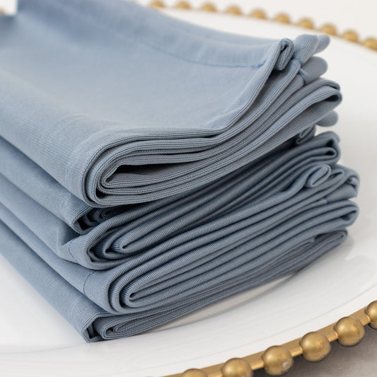 5 Pack Dusty Blue Scuba Napkins – 17"x17", Wrinkle - Free & Stain Resistant Cloth Napkins - Bell Racket Store