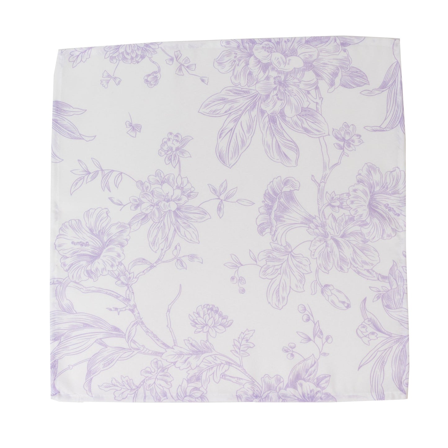 5 - Pack French Toile Polyester Cloth Napkins – 17"x17" Lavender Lilac and White Reusable Table Napkins in Floral Design for Events & Dining - Bell Racket Store