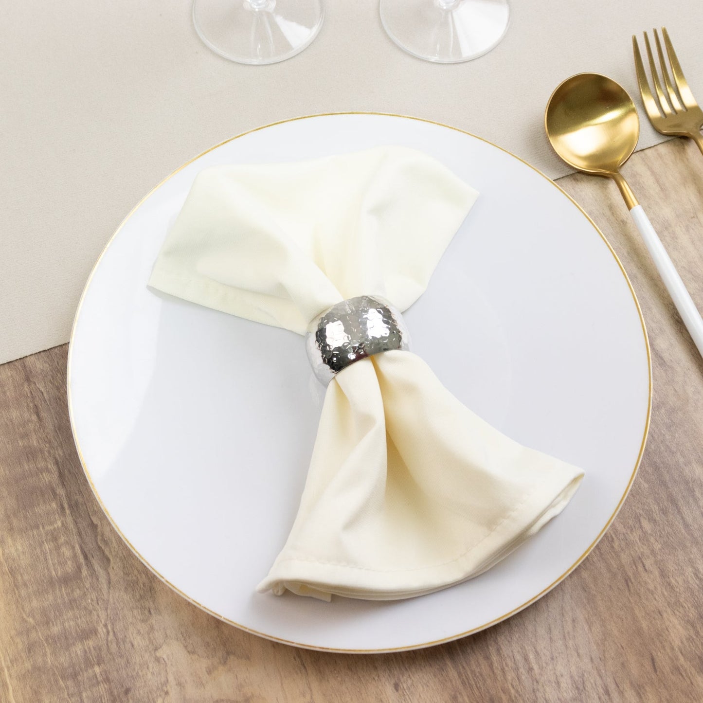 5 Pack Ivory Scuba Napkins – 17"x17", Wrinkle - Free & Stain Resistant Cloth Napkins - Bell Racket Store