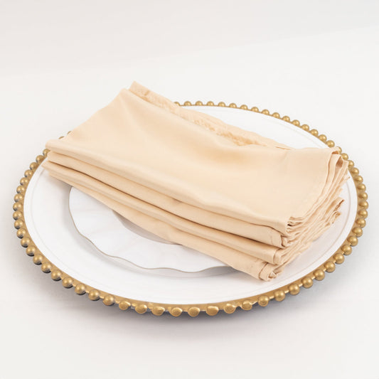 5 Pack Lamour Satin 20"x20" Napkins Beige - Soft Matte Finish Dinner Napkins - Bell Racket Store