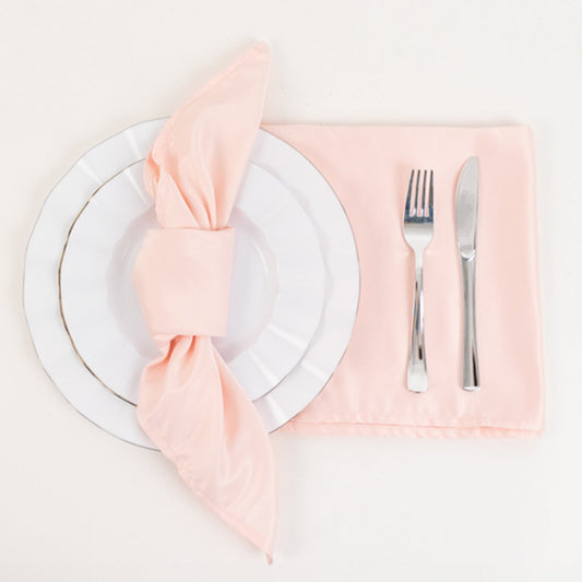 5 Pack Lamour Satin 20"x20" Napkins Blush - Soft Matte Finish Dinner Napkins - Bell Racket Store