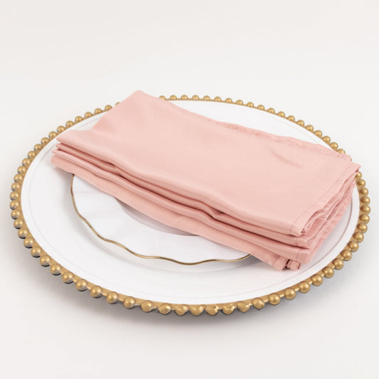 5 Pack Lamour Satin 20"x20" Napkins Dusty Rose - Soft Matte Finish Dinner Napkins - Bell Racket Store