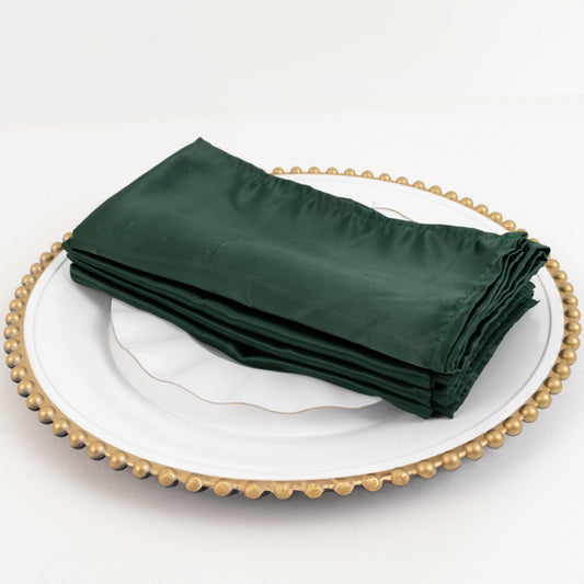 5 Pack Lamour Satin 20"x20" Napkins Hunter Emerald Green - Soft Matte Finish Dinner Napkins - Bell Racket Store