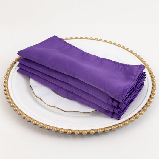 5 Pack Lamour Satin 20"x20" Napkins Purple - Soft Matte Finish Dinner Napkins - Bell Racket Store