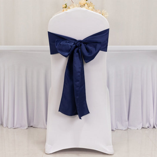 5 Pack Lamour Satin 6"x106" Chair Sashes Navy Blue - Stylish Reusable Decorative Bows - Bell Racket Store