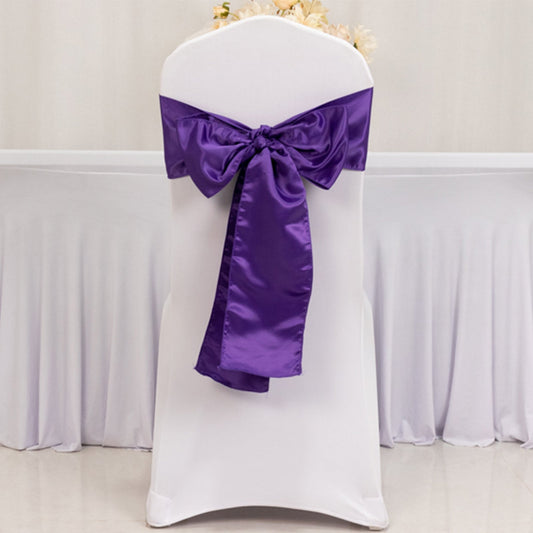 5 Pack Lamour Satin 6"x106" Chair Sashes Purple - Stylish Reusable Decorative Bows - Bell Racket Store