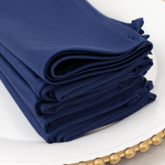 5 Pack Navy Blue Scuba Napkins – 17"x17", Wrinkle - Free & Stain Resistant Cloth Napkins - Bell Racket Store